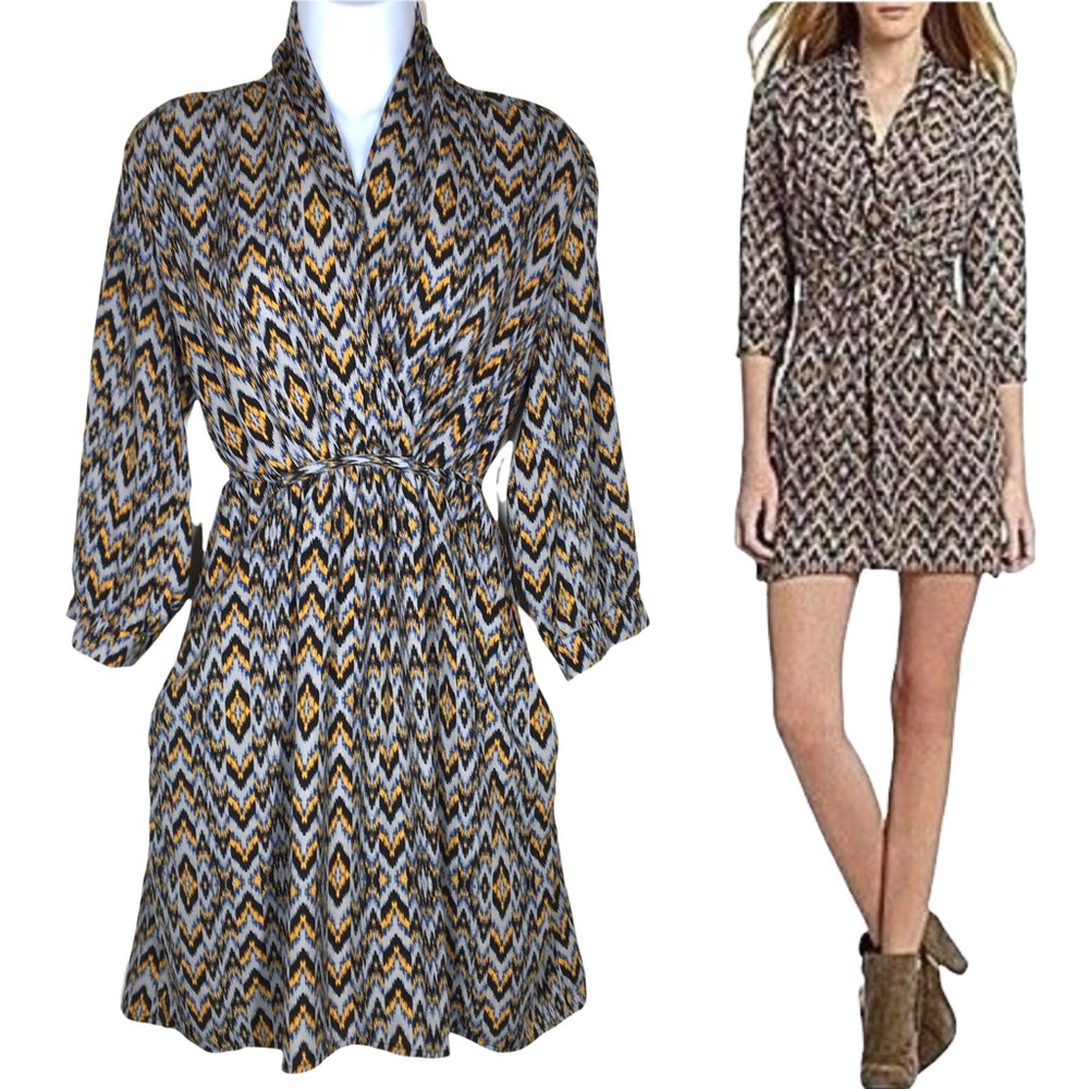 Collective Concepts | Ikat Print Surplice Dress with Pockets
